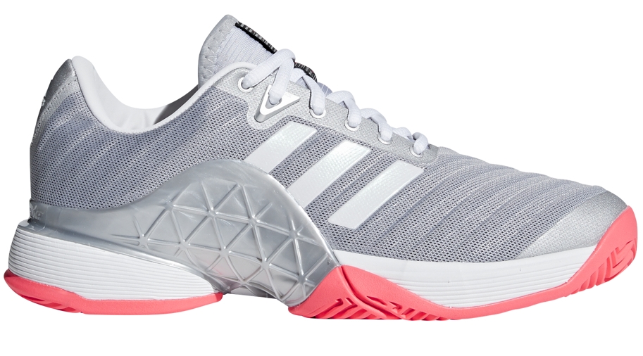 Adidas Women's Barricade Tennis Shoe (Matte Silver/White/Flash Red)