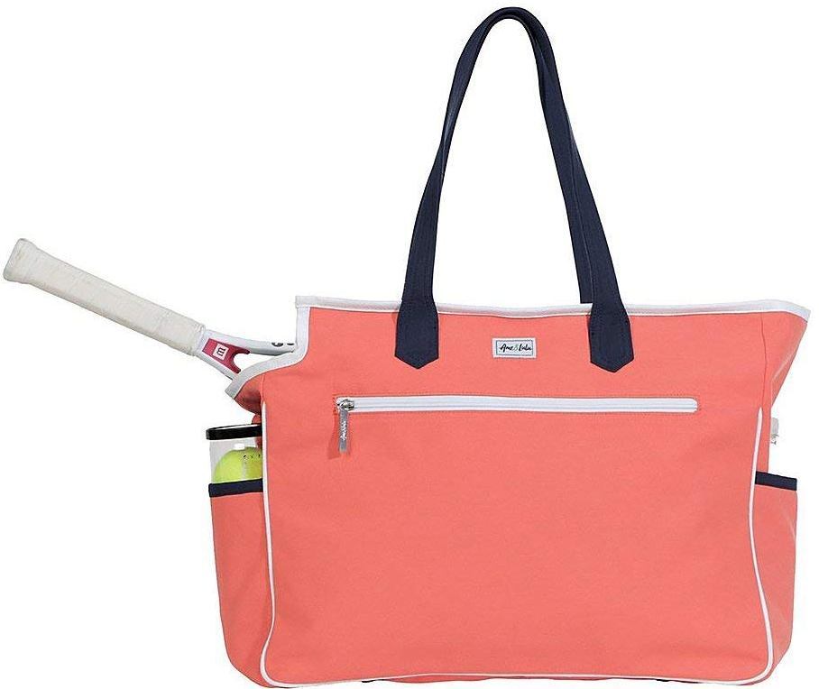 Ame & Lulu Kensington Tennis Court Bag (Coral/Navy)