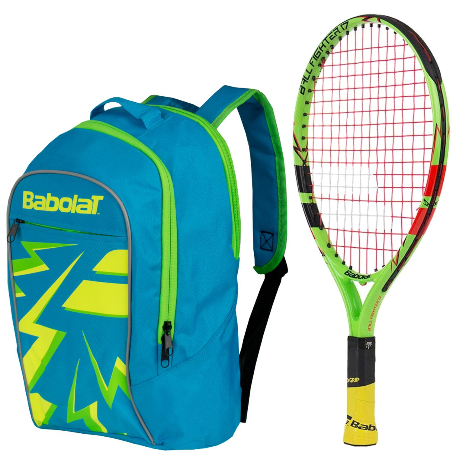 Babolat Ballfighter 17 Inch Child&amp;apos;s Tennis Racquet with a Blue Junior Tennis Backpack
