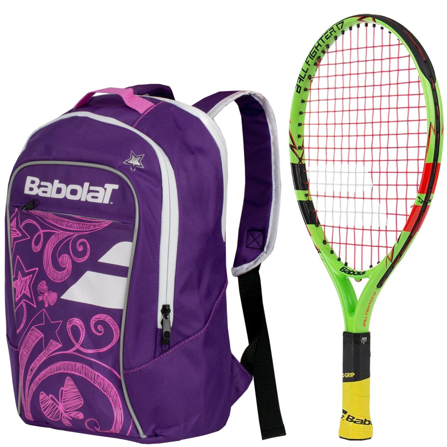 Babolat Ballfighter 17 Inch Child&apos;s Tennis Racquet with a Purple Junior Tennis Backpack