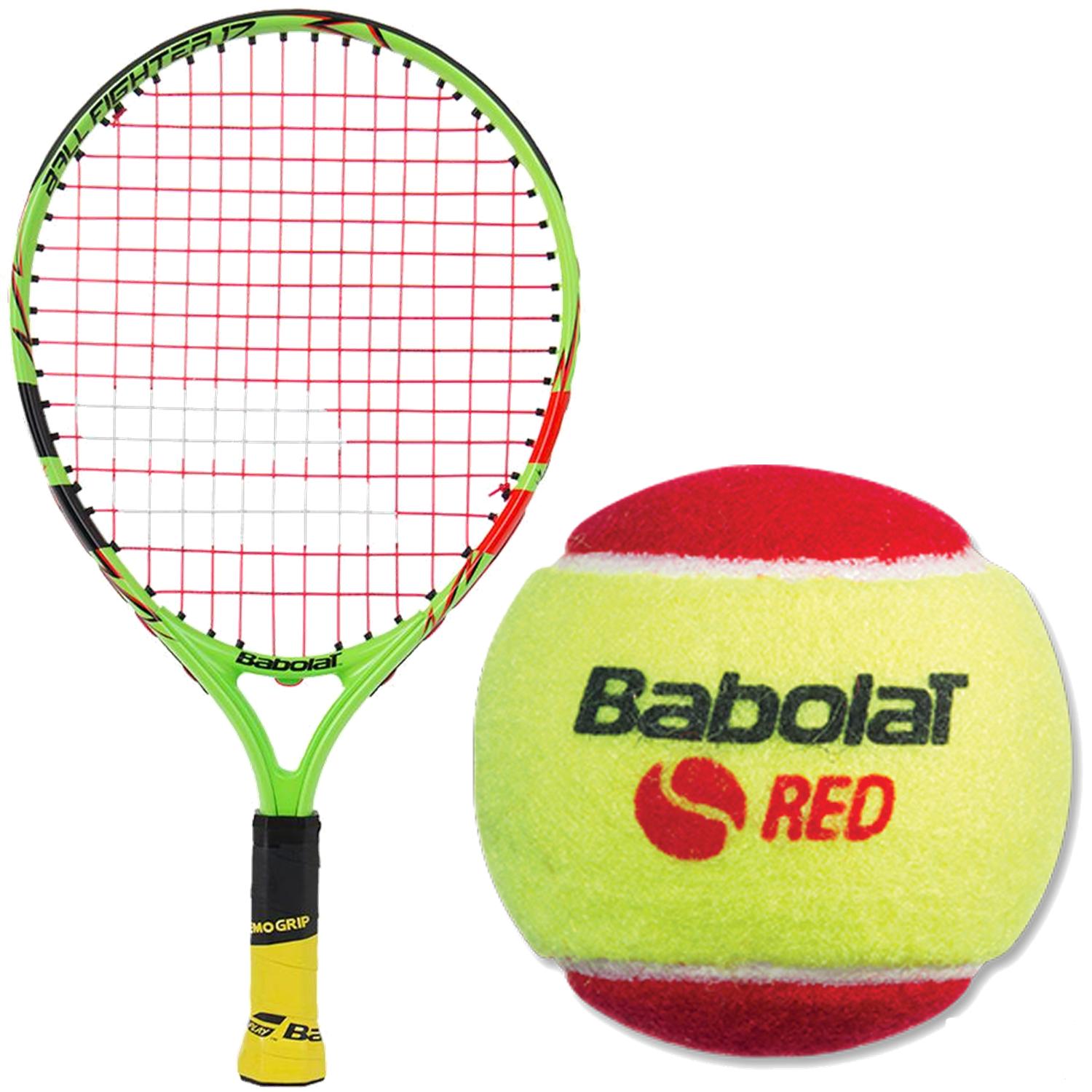 Babolat Ballfighter 17 Tennis Racquet, Red Felt Tennis Ball Bundle