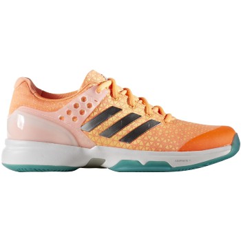Adidas Women&amp;apos;s Adizero Ubersonic 2 Tennis Shoe (Glow Orange/Silver)
