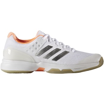 Adidas Women&amp;apos;s Adizero Ubersonic 2 Tennis Shoe (White/Silver/Glow Orange)