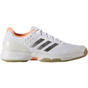 Adidas Women's Adizero Ubersonic 2 Tennis Shoe (White/Silver/Glow Orange)