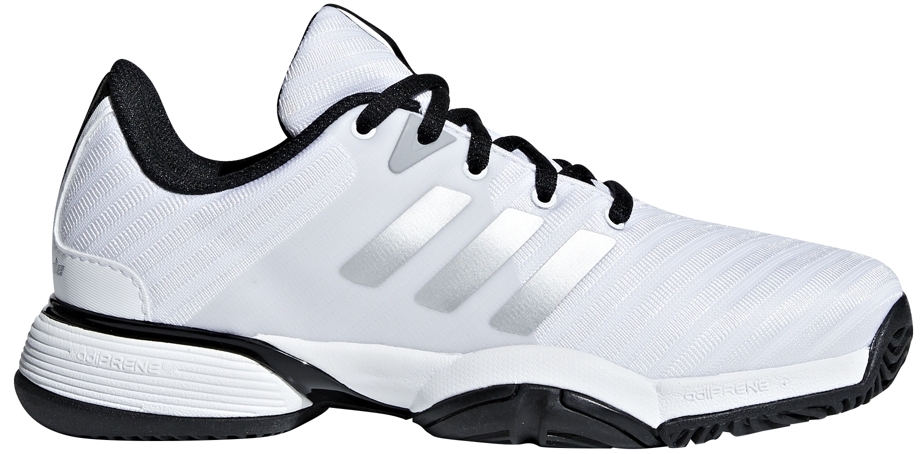 Adidas Barricade 2018 xJ Junior Tennis Shoe (White/Silver/Black)