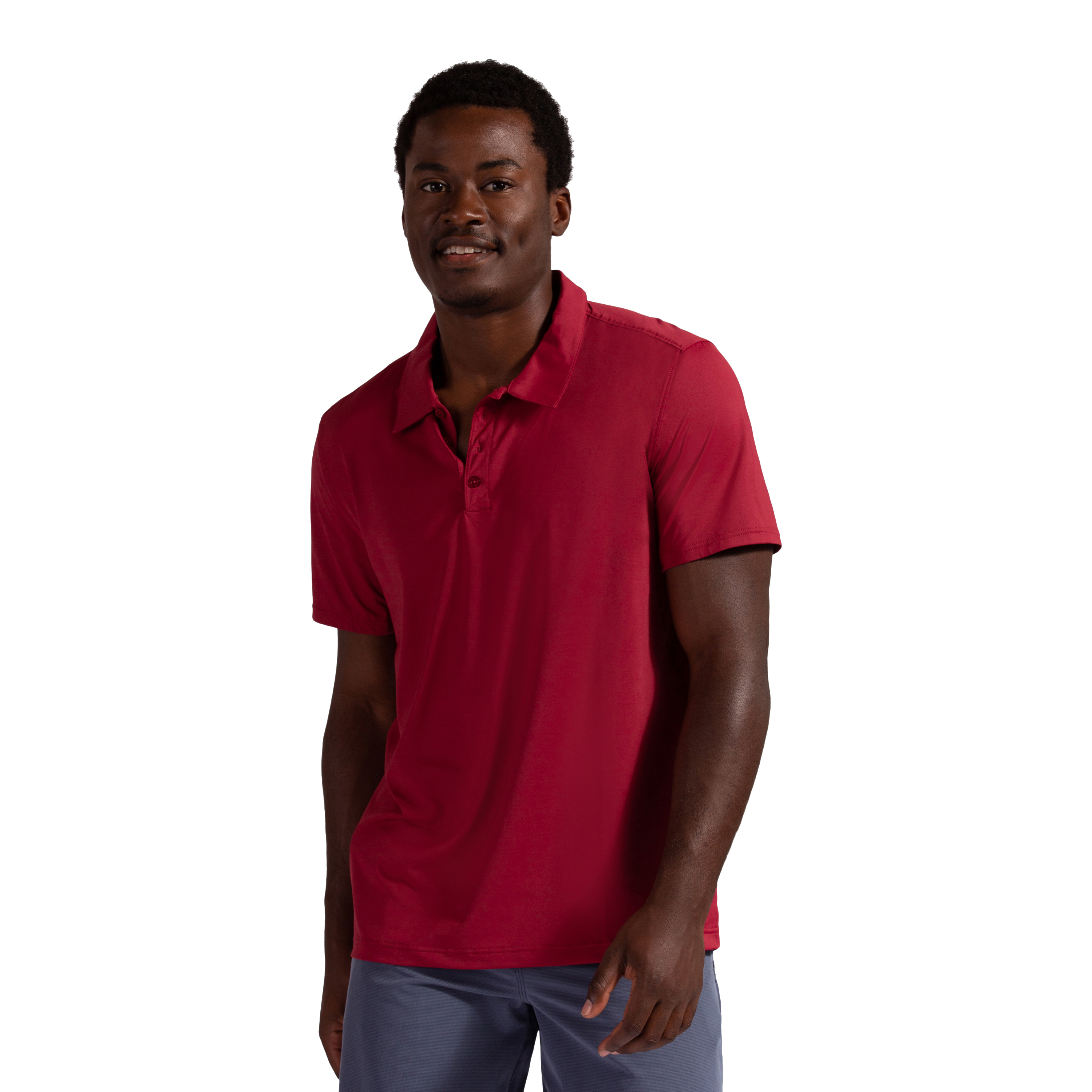 BloqUV Men's UPF 50+ Sun Protection Short Sleeve Polo Shirt (Red Wine)
