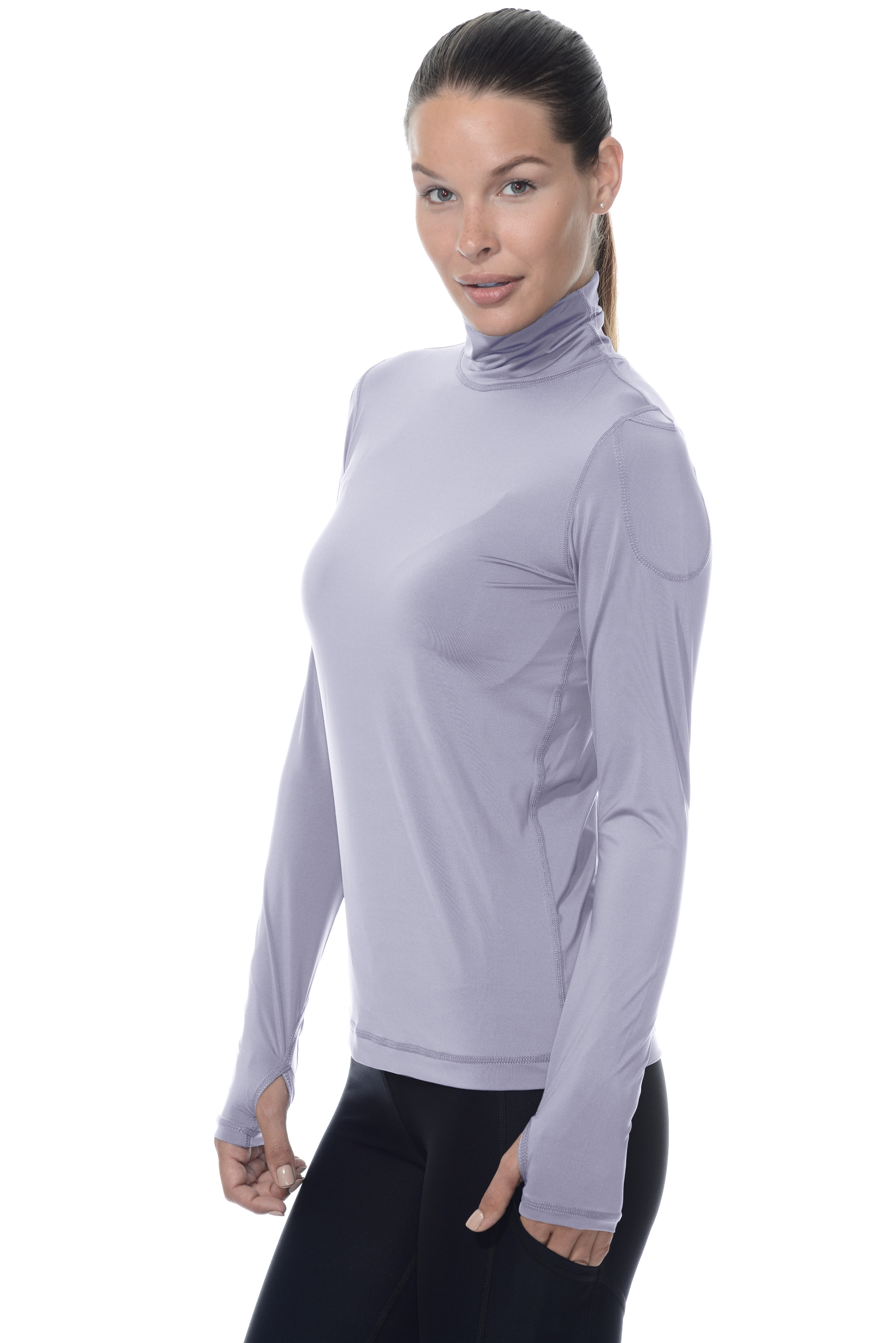 Bloq-UV Turtleneck Long Sleeve Top (Steel Blue)