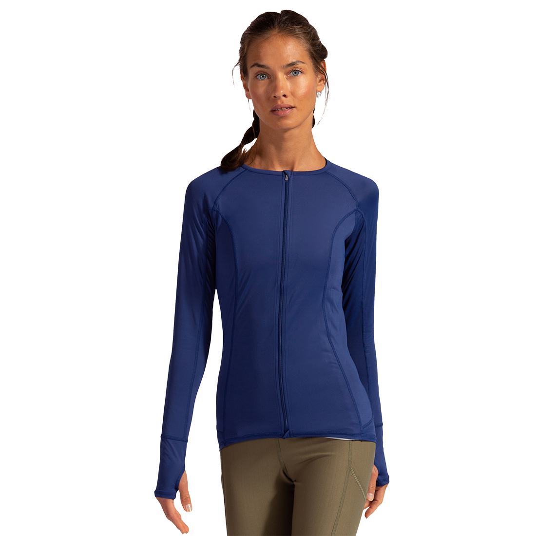BloqUV Women's Sun Protective Full Zip Long Sleeve Athletic Top (Navy