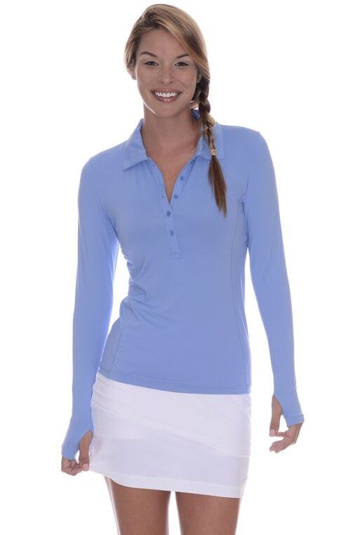 BloqUV Women's Sun Protective Collared Long Sleeve Athletic Top (Indigo)