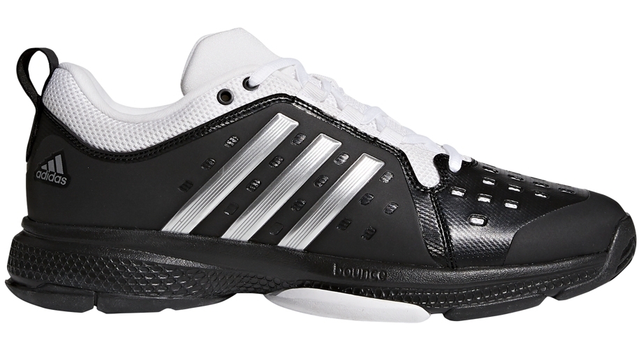 Adidas Men&amp;apos;s Barricade Classic Bounce Tennis Shoes (Core Black/Metallic Silver/White) USED