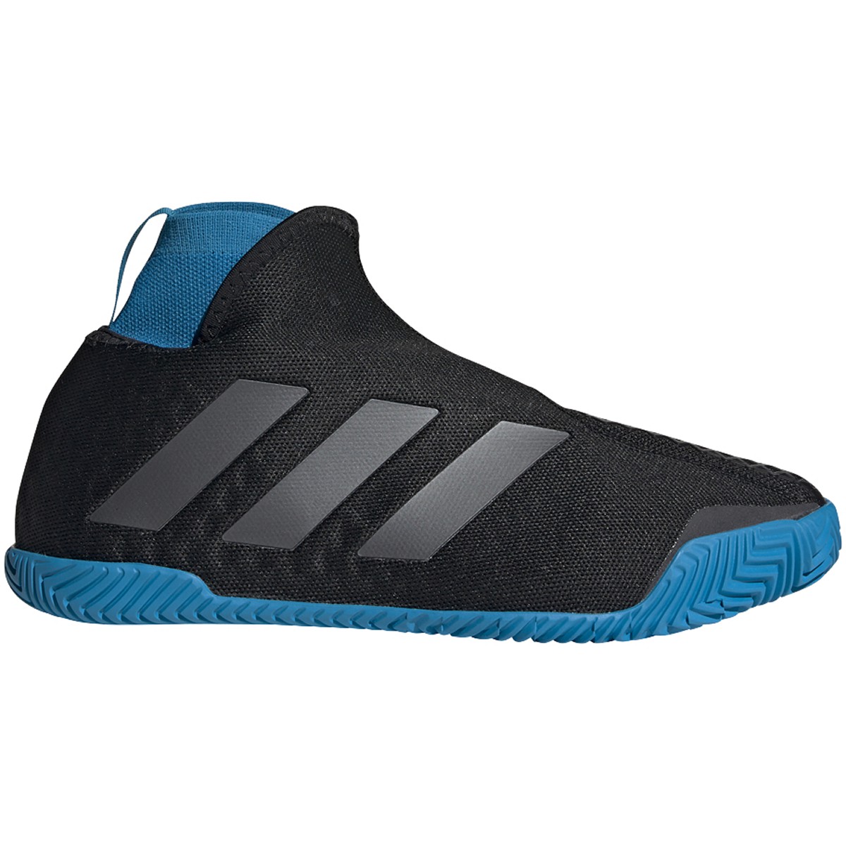 Adidas Women&amp;apos;s Stycon Laceless Clay Court Tennis Shoe (Core Black/Night Metallic/Sharp Blue)