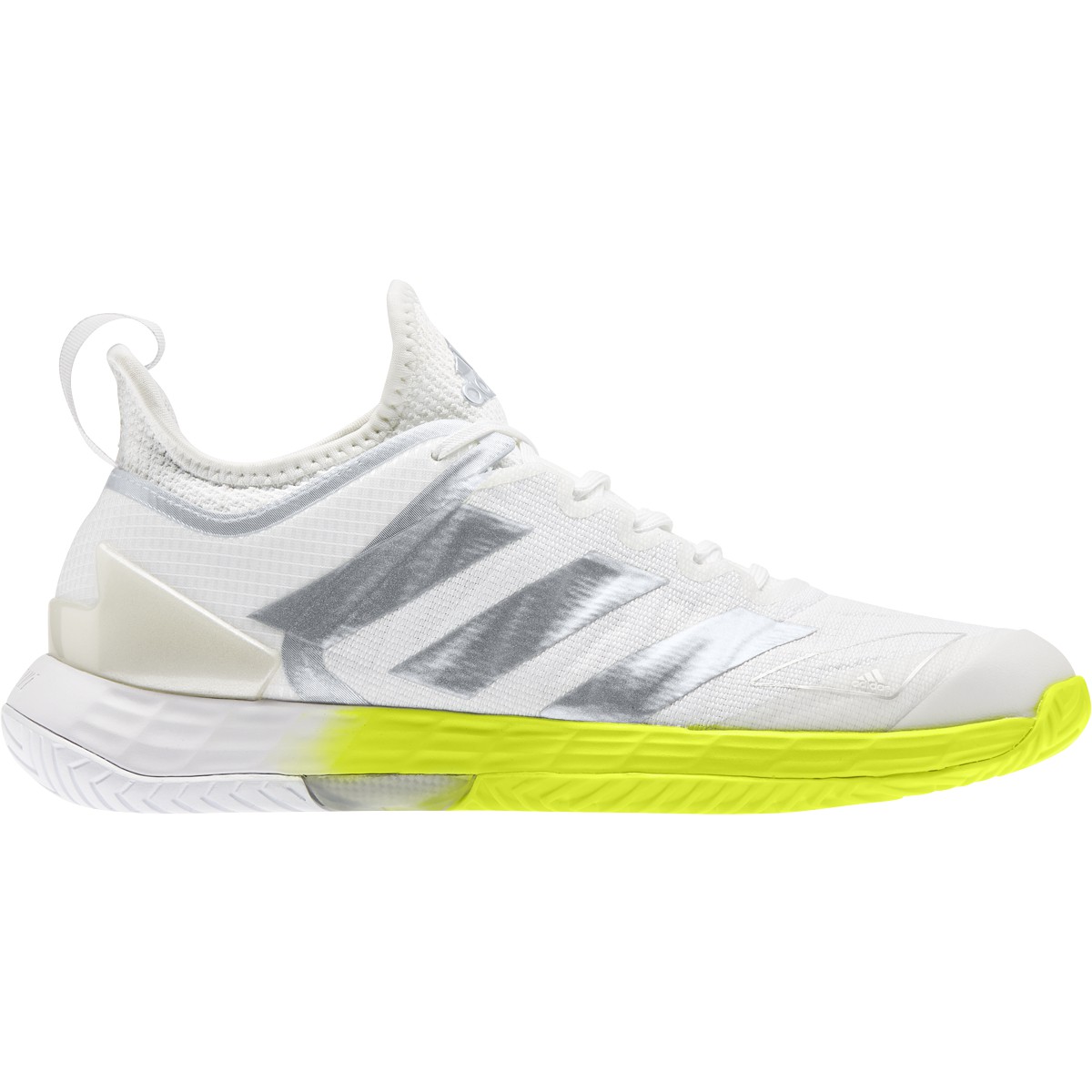 Adidas Women's Adizero Ubersonic 4 Tennis Shoes (White/Silver Metallic/Solar Yellow)
