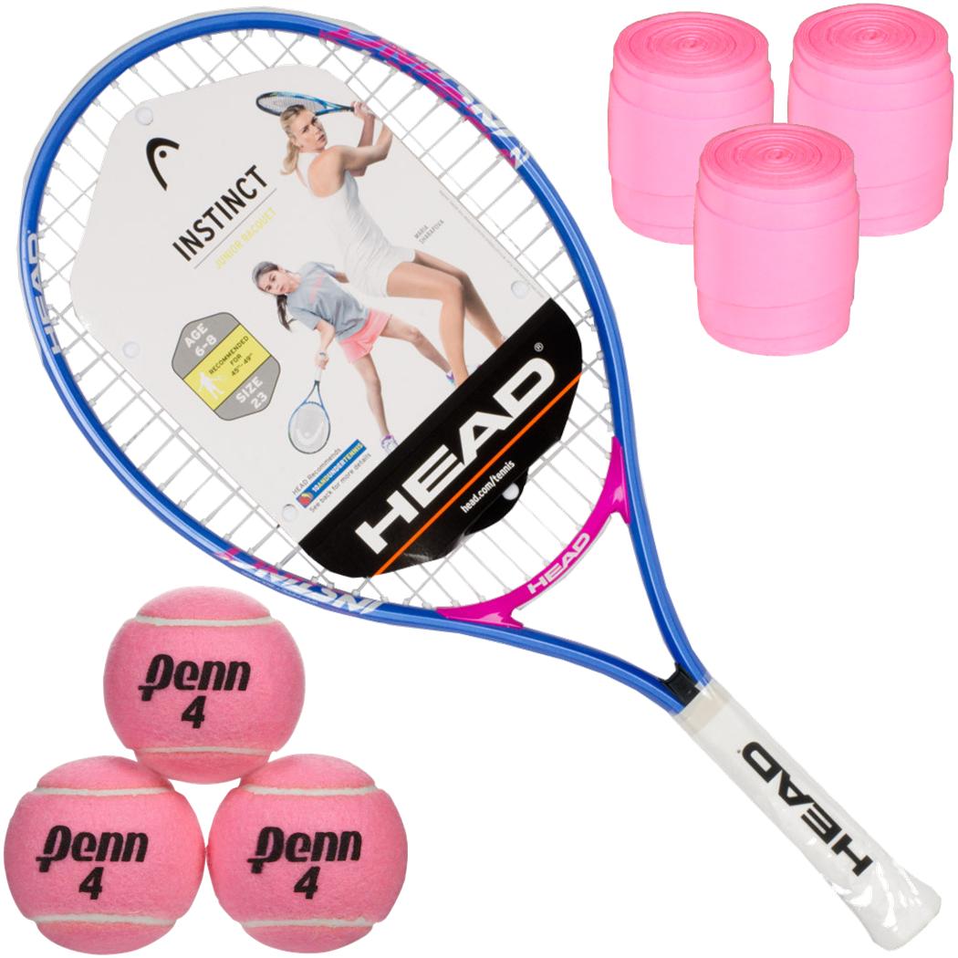 HEAD Instinct Junior Tennis Racquet bundled with Pink Tennis Balls and Pink Overgrip