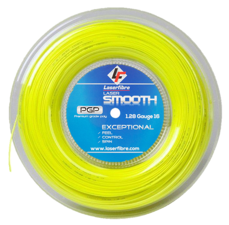 Laserfibre Laser Smooth 16g Optic Yellow Tennis Racquet String (Reel)