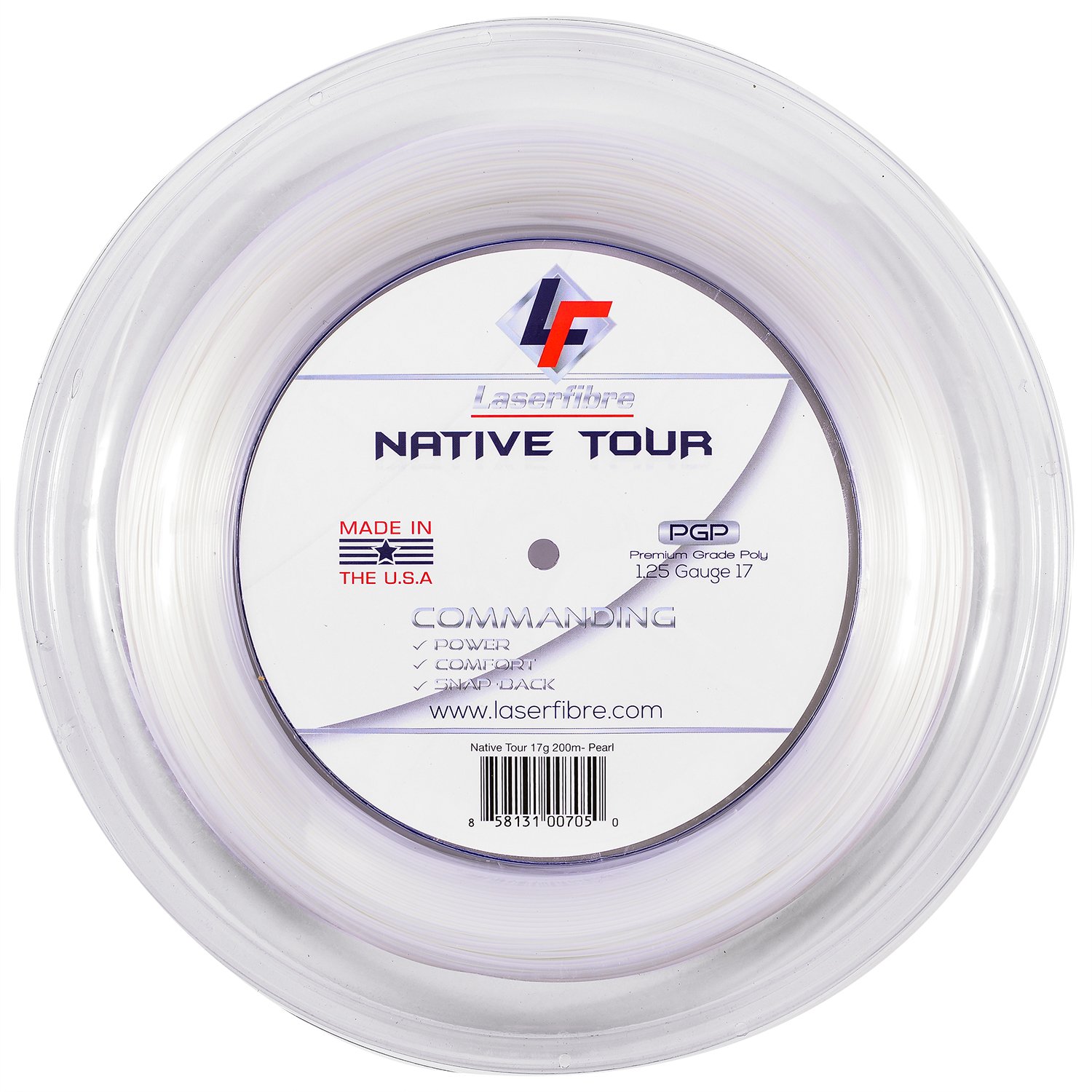 Laserfibre Native Tour 17g Tennis String Reel White - LSNAT17R