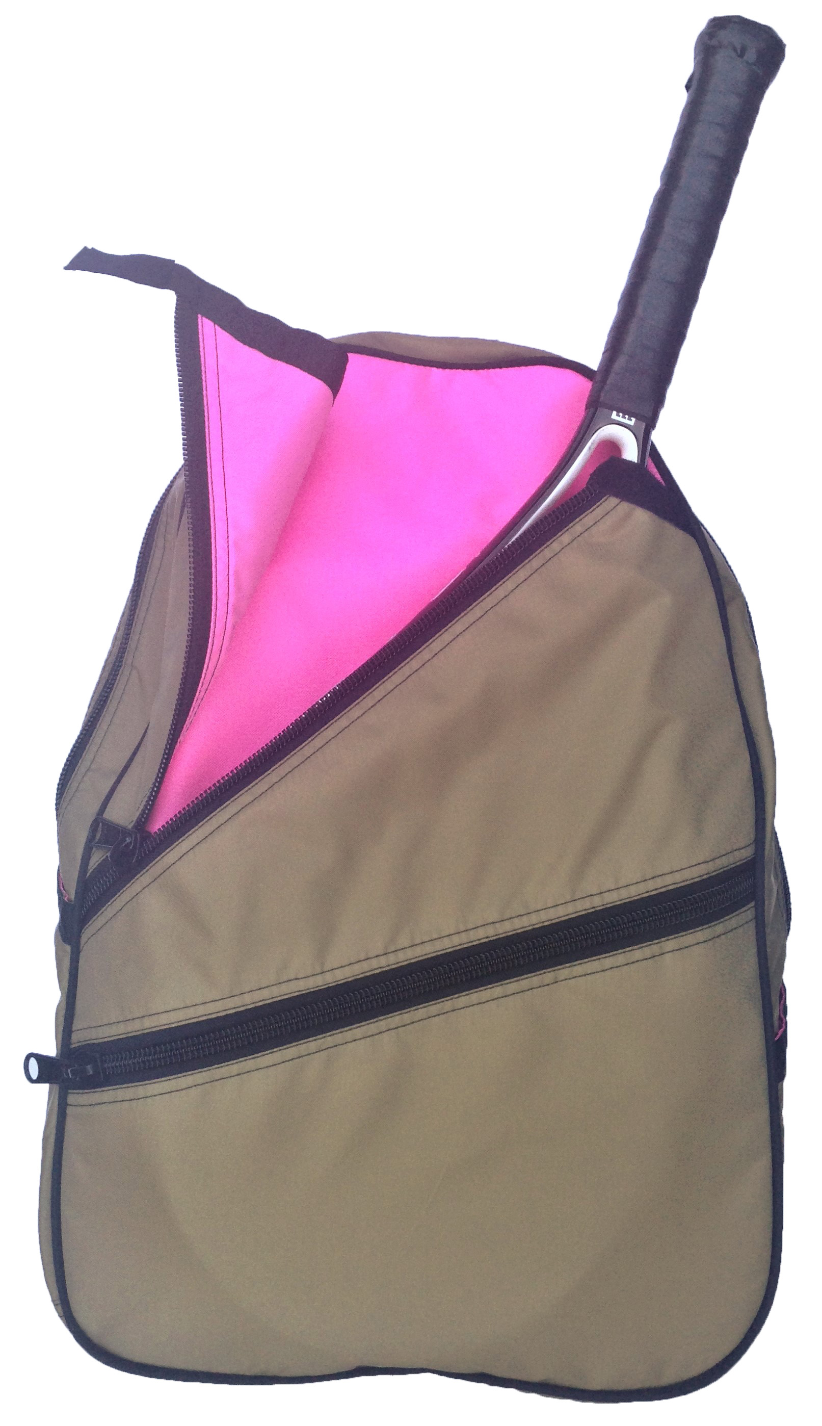 Maggie Mather Tennis Backpack (Khaki/Blooming Pink)
