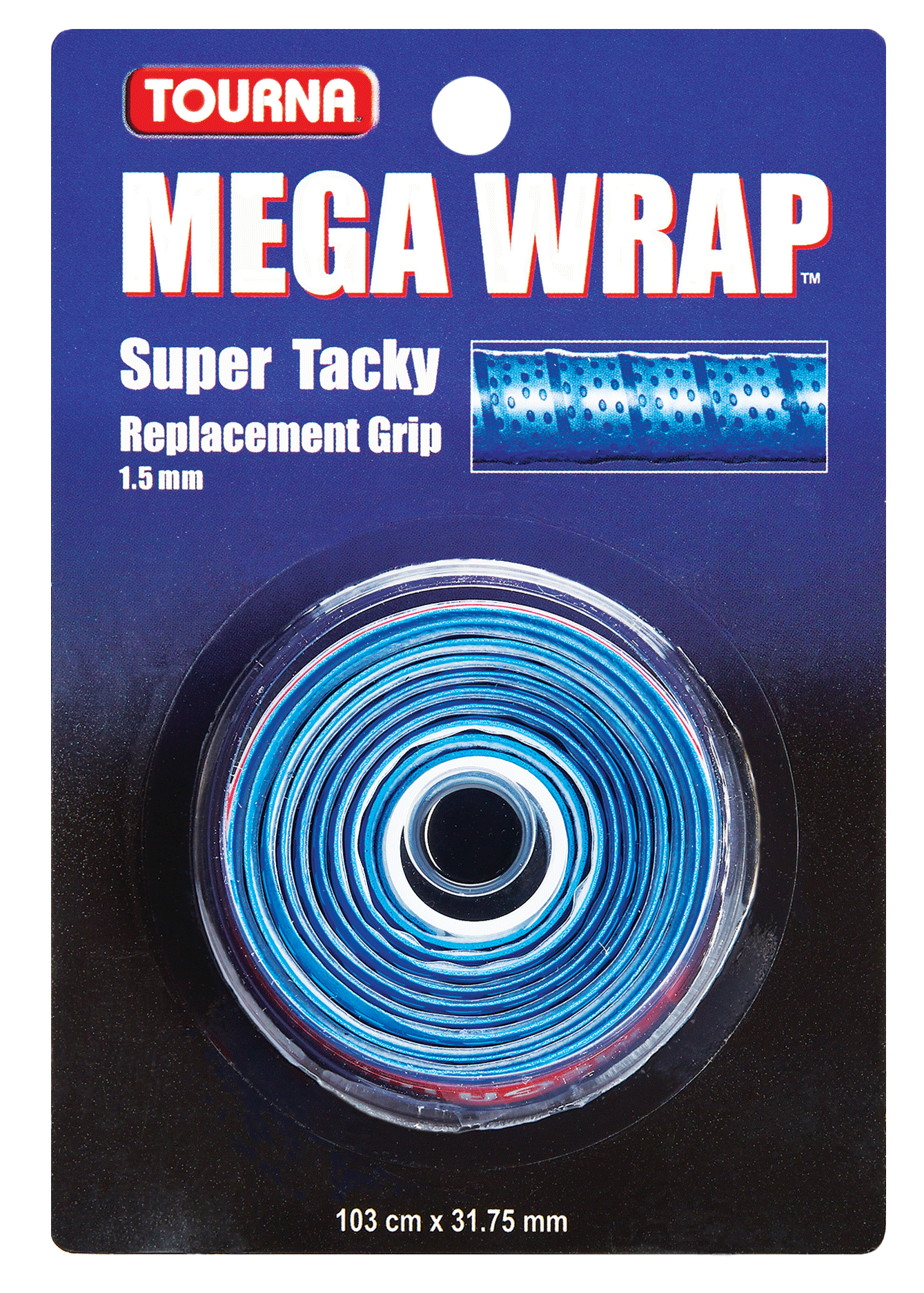 Tourna Mega Wrap Tennis Racquet Replacement Grip (Blue)