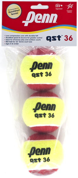 Penn QST 36 Red Felt Training Tennis Balls (3 Pack)
