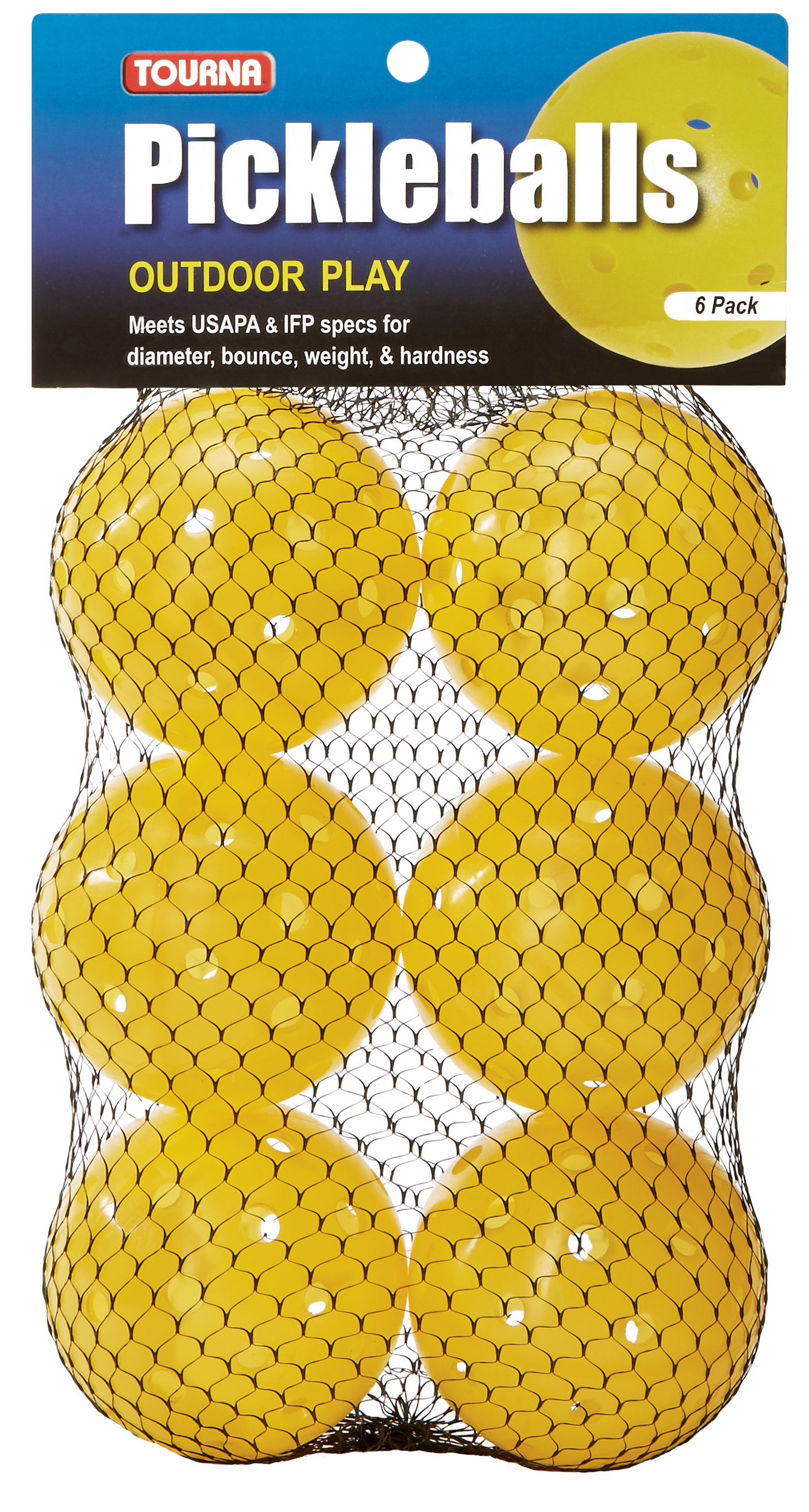 Tourna Outdoor Optic Yellow Pickleballs (6-Pack)