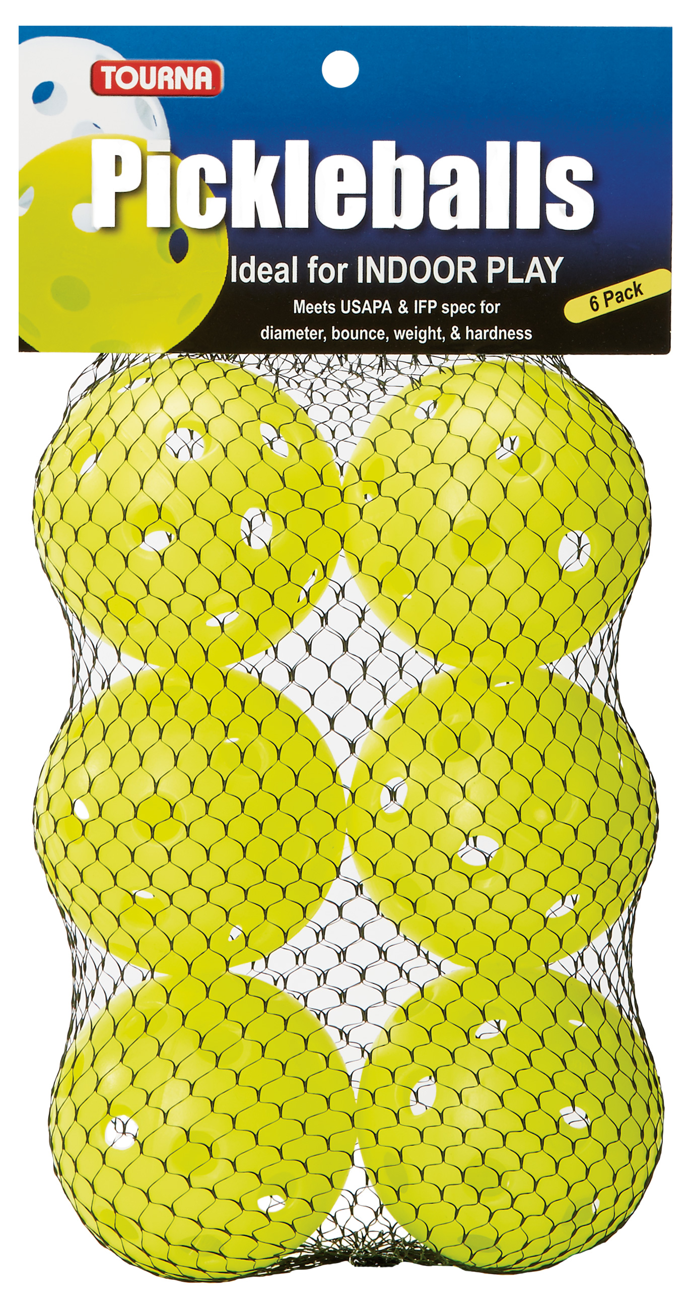 Tourna Indoor Optic Yellow Pickleballs (6-Pack)