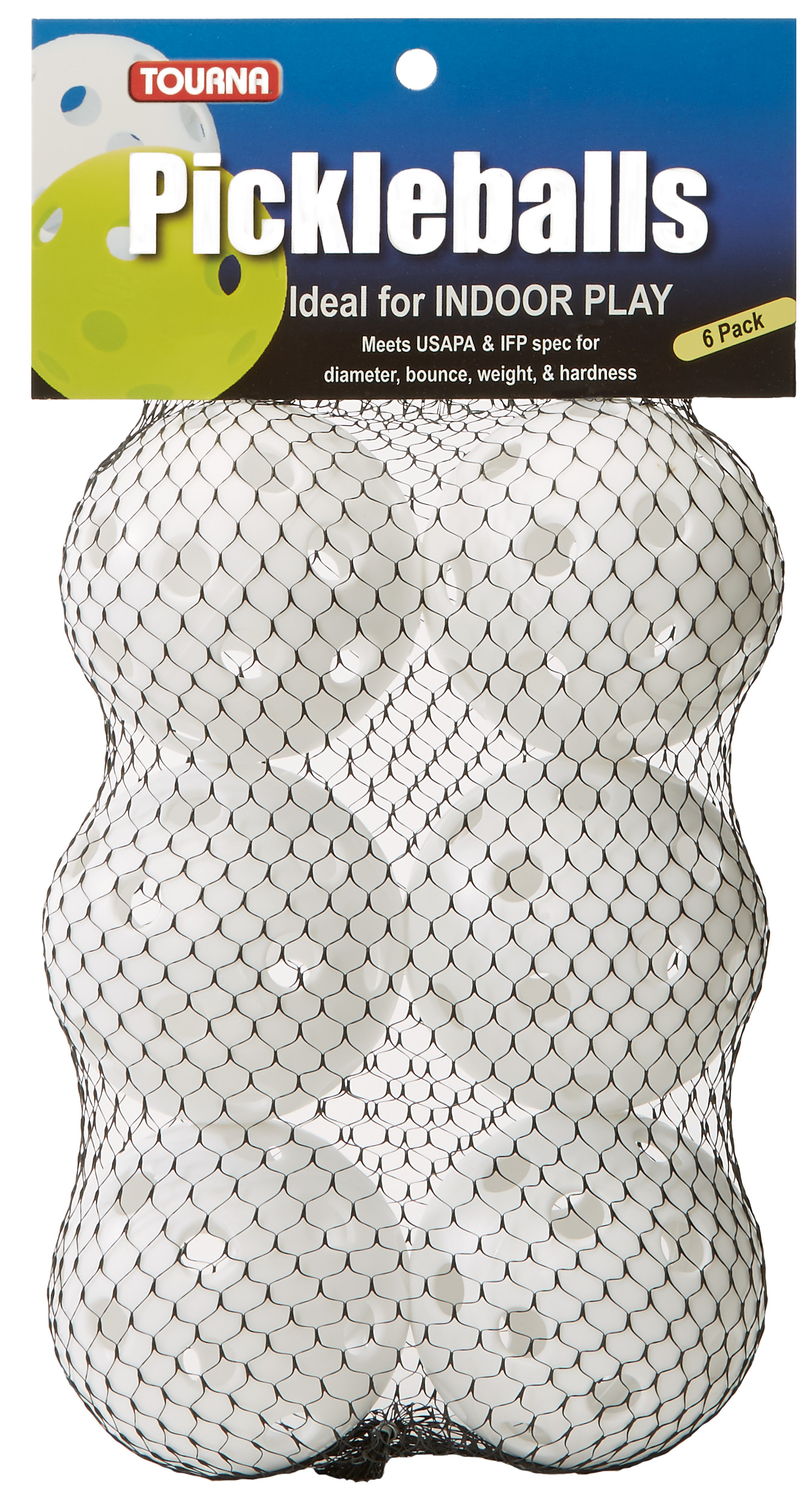Tourna Indoor White Pickleballs (6-Pack)