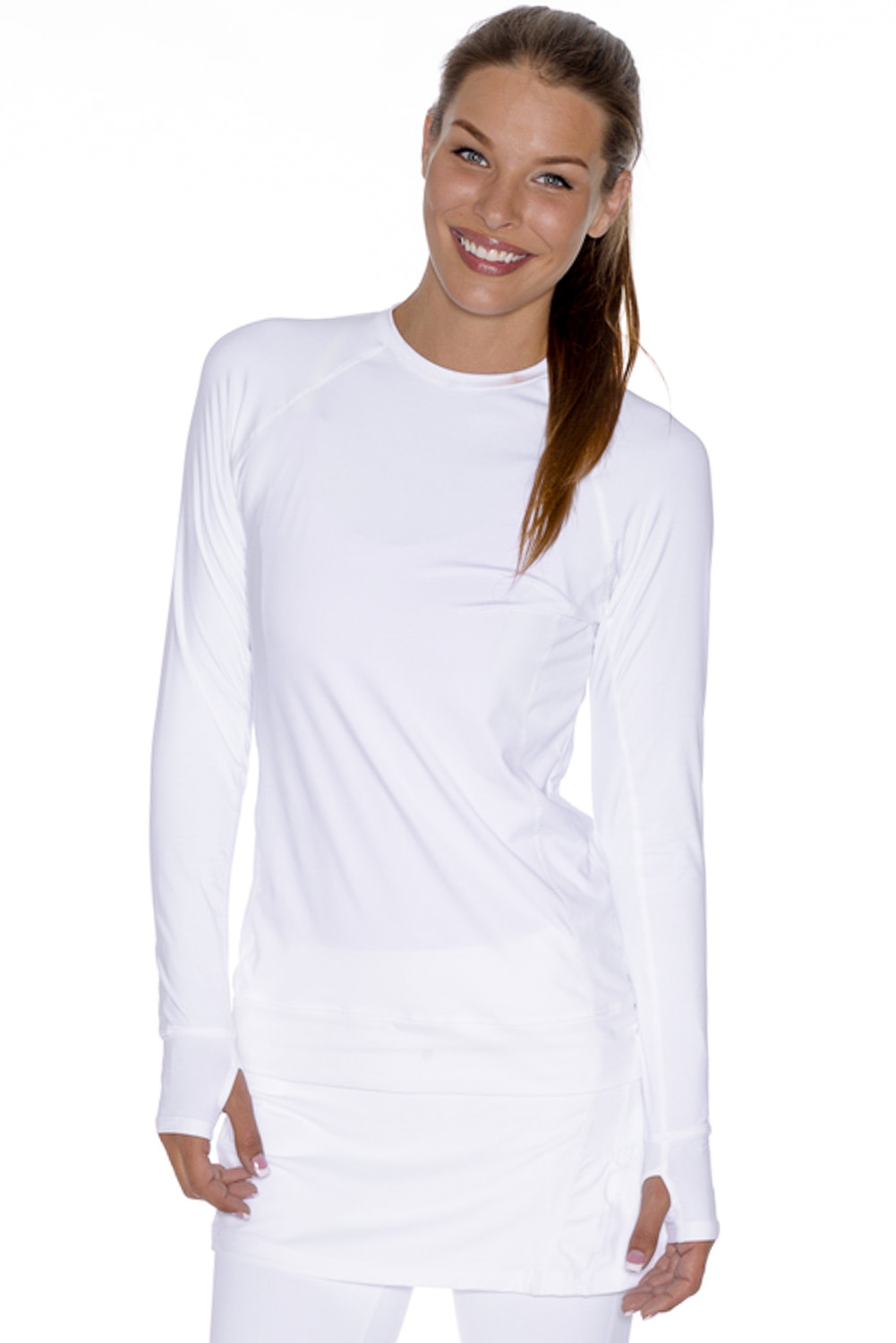 Bloq-UV Long Sleeve Tennis Pullover (White)