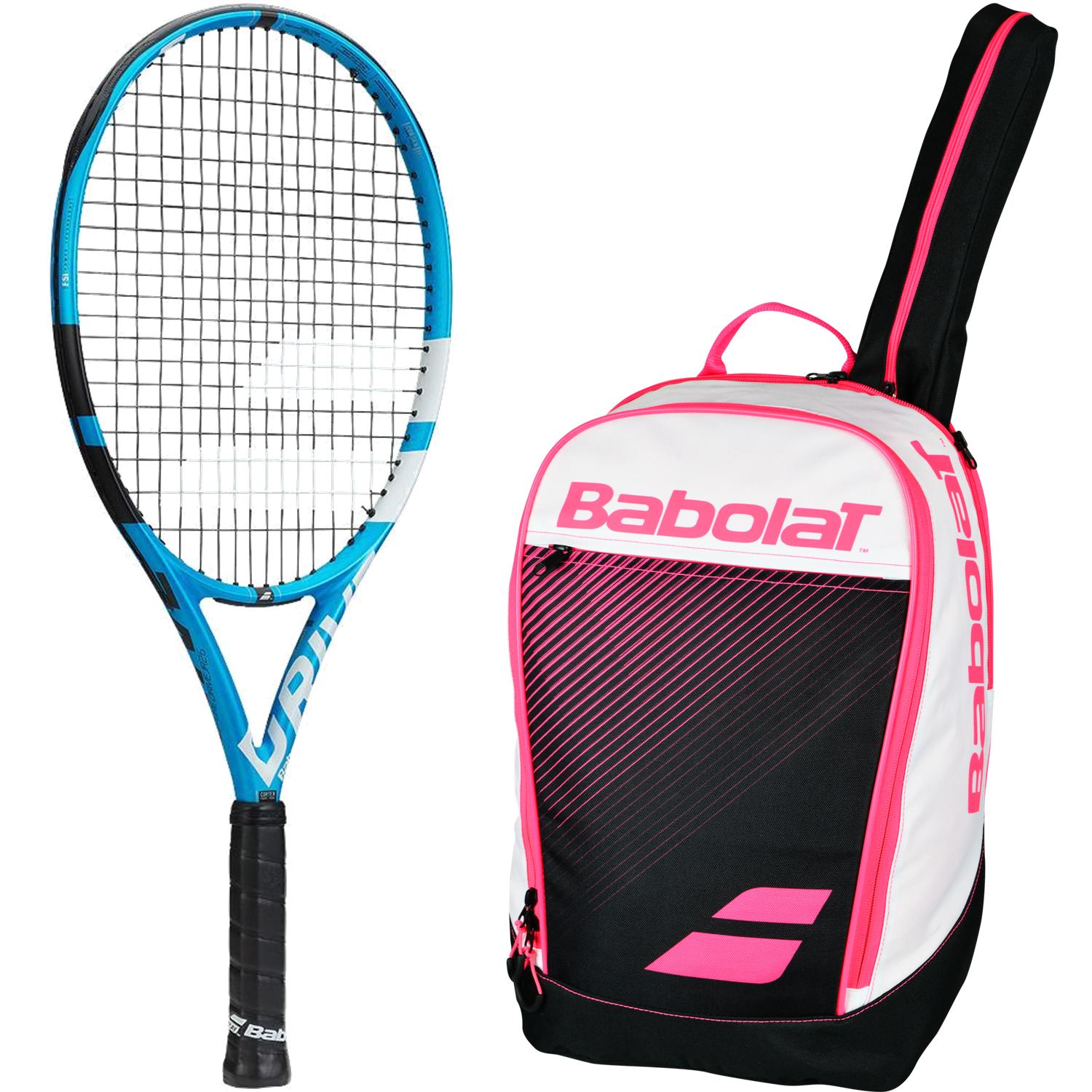 Babolat Pure Drive Junior 26 Inch Tennis Racquet, Pink Club Tennis Backpack Bundle
