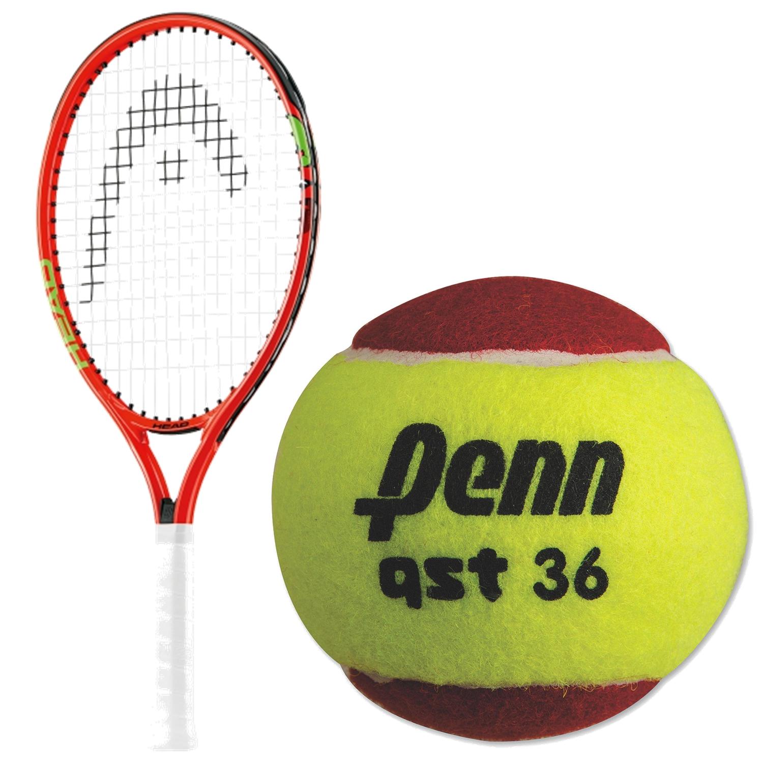 HEAD Speed Junior Tennis Racquet bundled with Penn QST 36 Red Felt Tennis Balls
