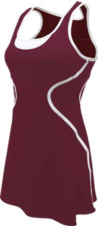 SSI Women's Sophia Racer Back Team Tennis Dress (Burgundy/White)