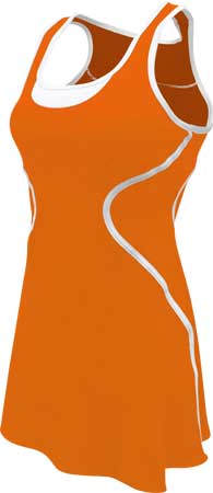 SSI Women&amp;apos;s Sophia Racer Back Team Tennis Dress (Orange/White)