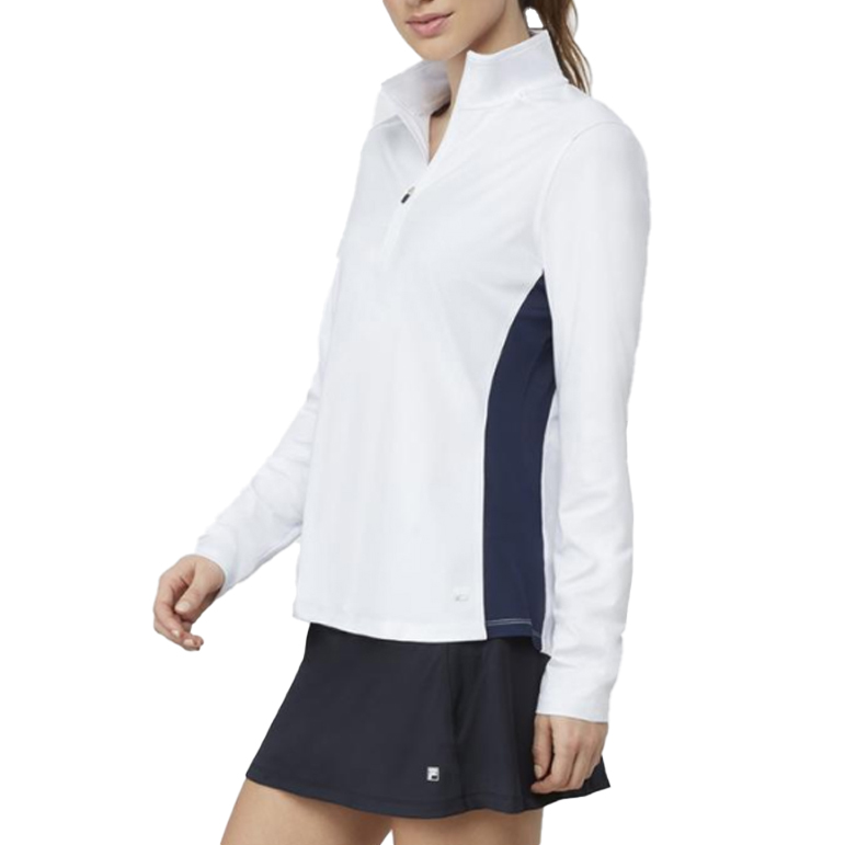 Fila Women's Core Performance Half Zip Tennis Jacket (White Navy)