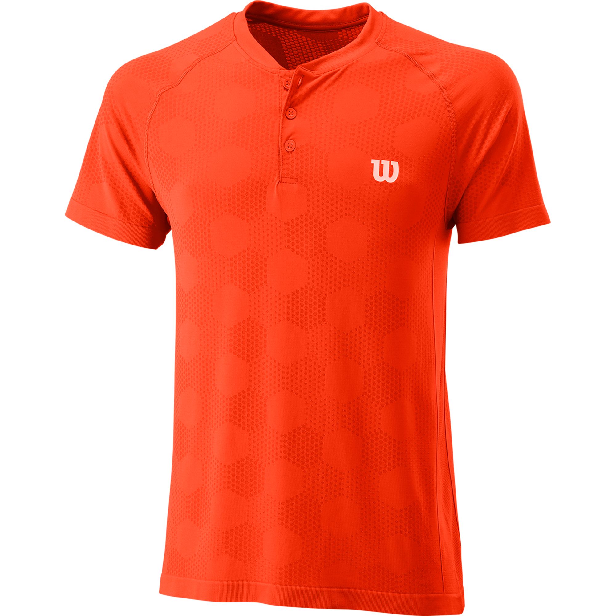 Wilson Men's Power Seamless Henley Tennis Shirt (Tangerine Tango)