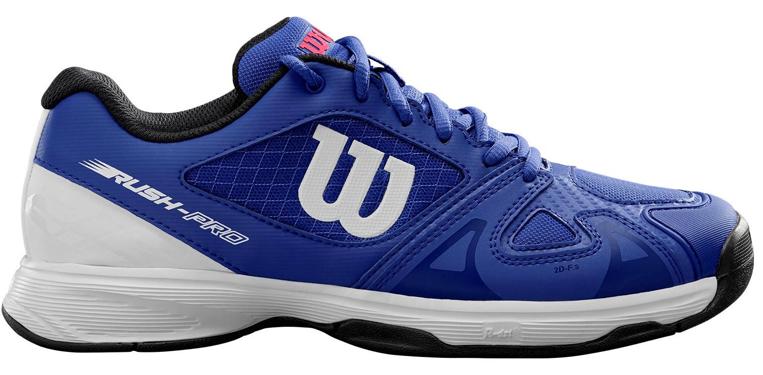 Wilson Junior Rush Pro 2.5 Tennis Shoes (Dazzling Blue/White/Neon Red)