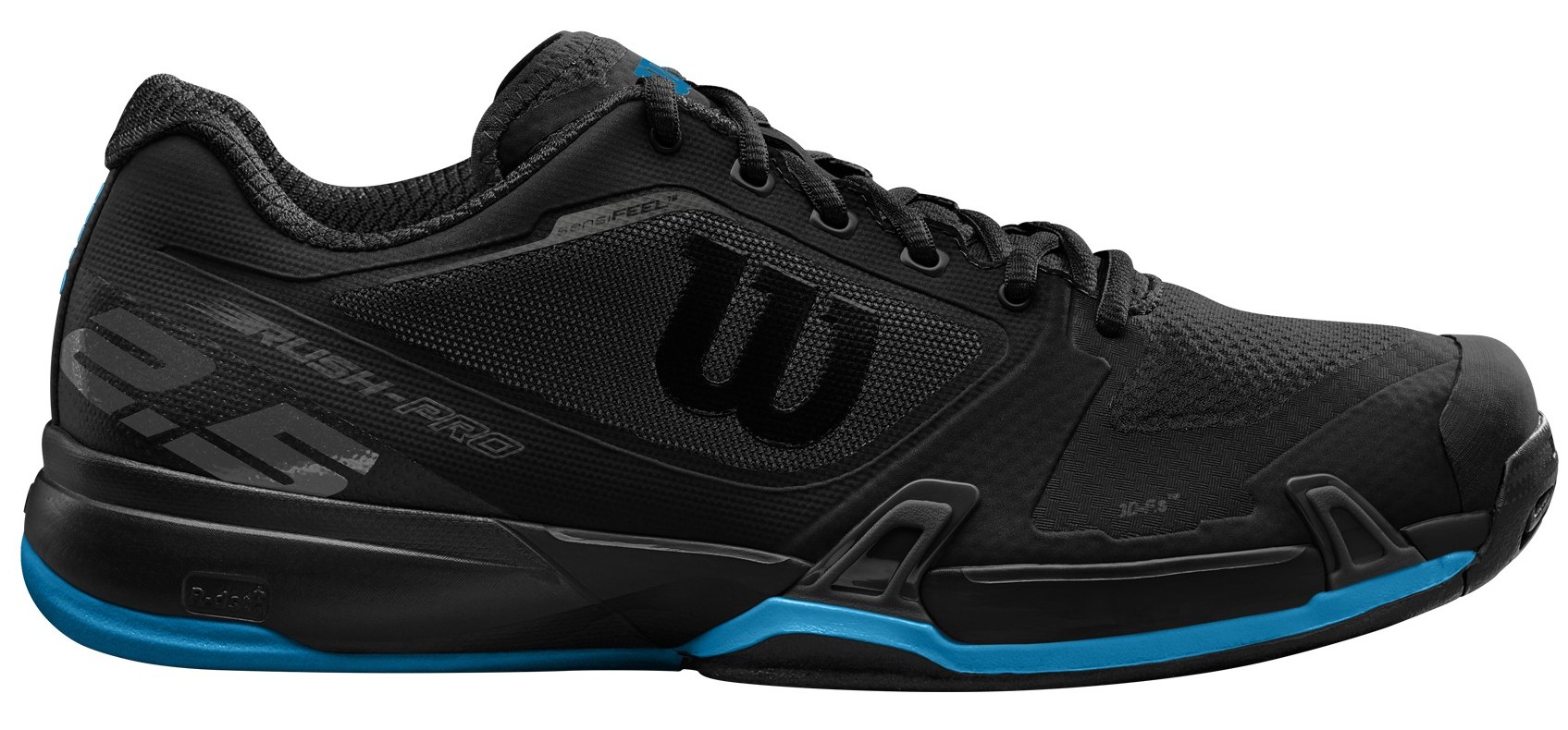 Wilson Men&amp;apos;s Rush Pro 2.5 Tennis Shoes (Black/Hawaiian Blue)