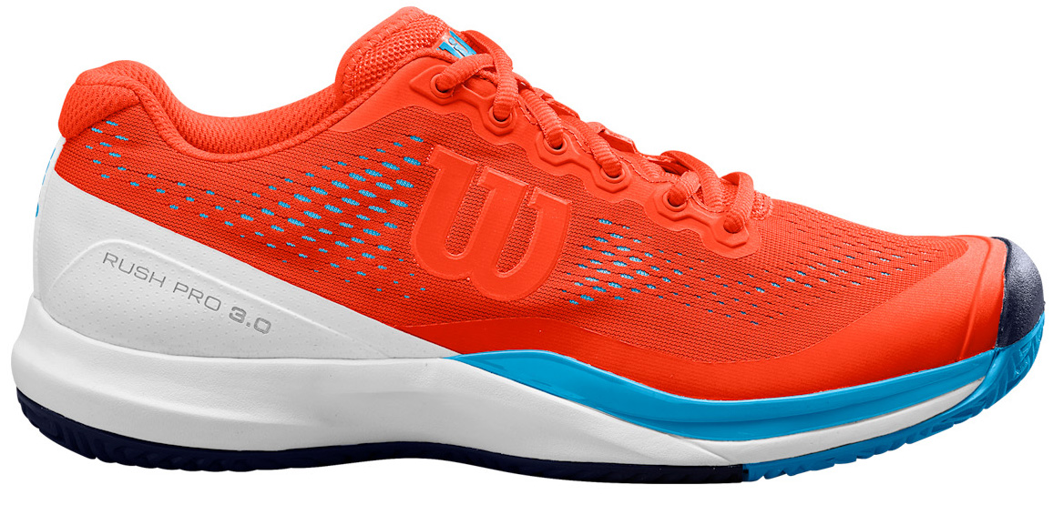 Wilson Men's Rush Pro 3.0 Tennis Shoes (Tangerine Tango/White/Bonnie Blue)