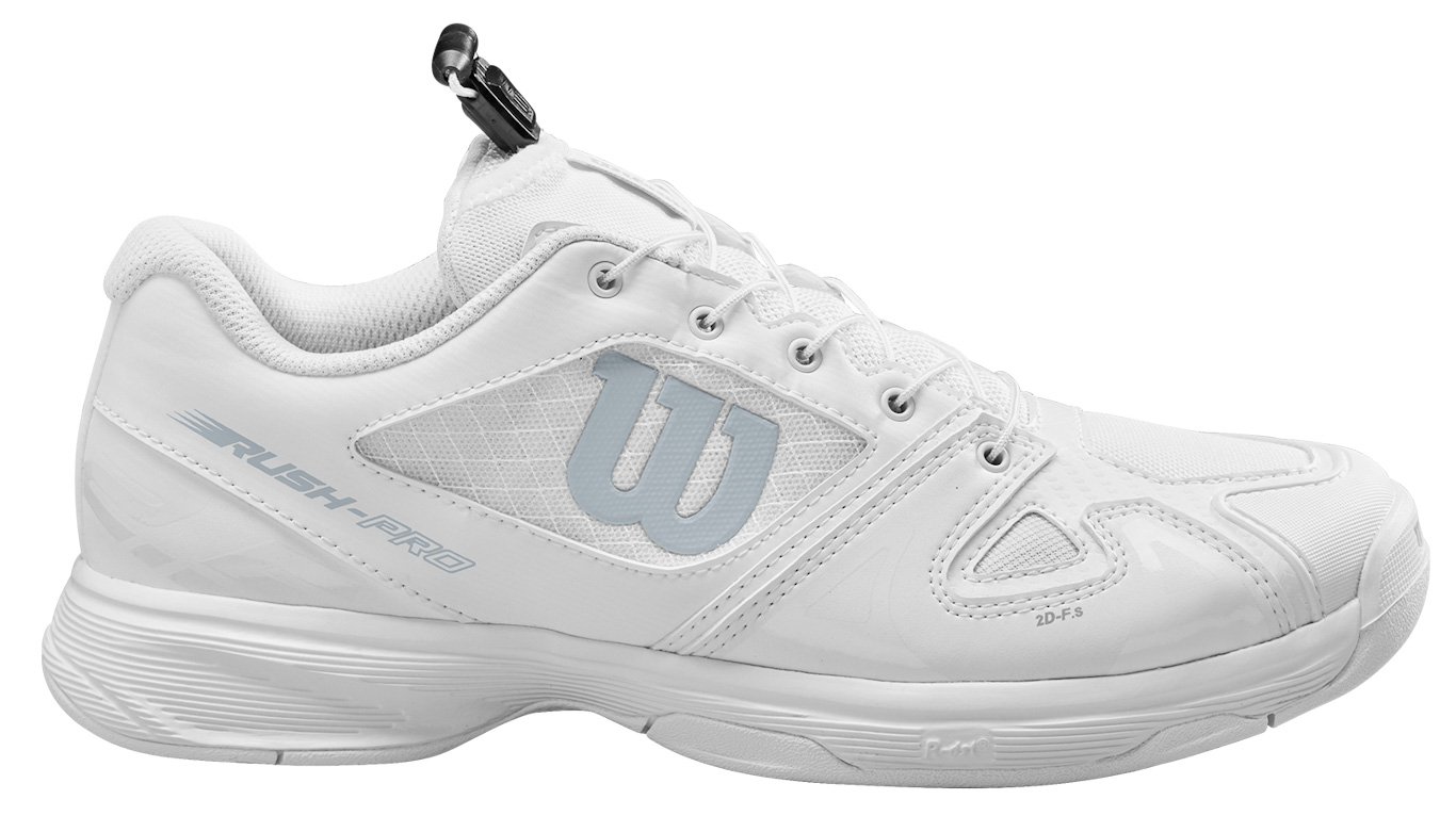 Wilson Junior Rush Pro QL Tennis Shoes (White/White/Pearl Blue)