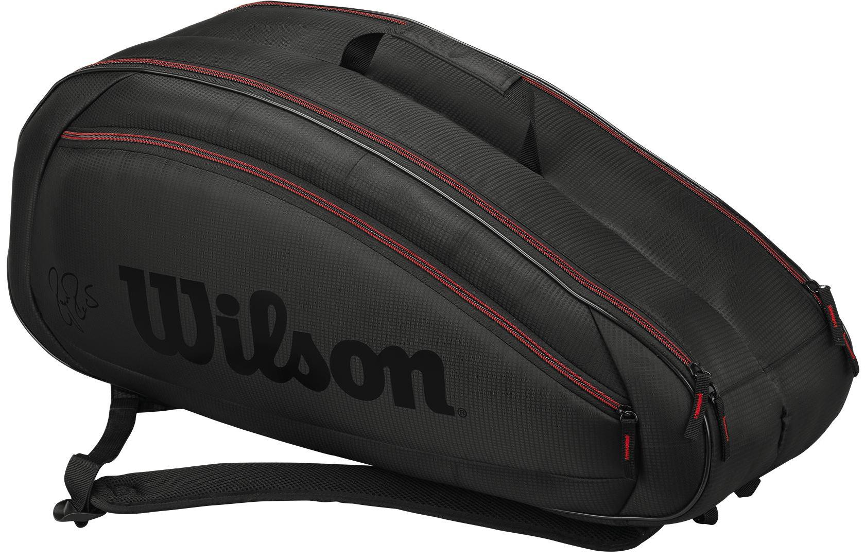 Wilson Federer Team 6 Pack Tennis Bag (Black w/ Red)