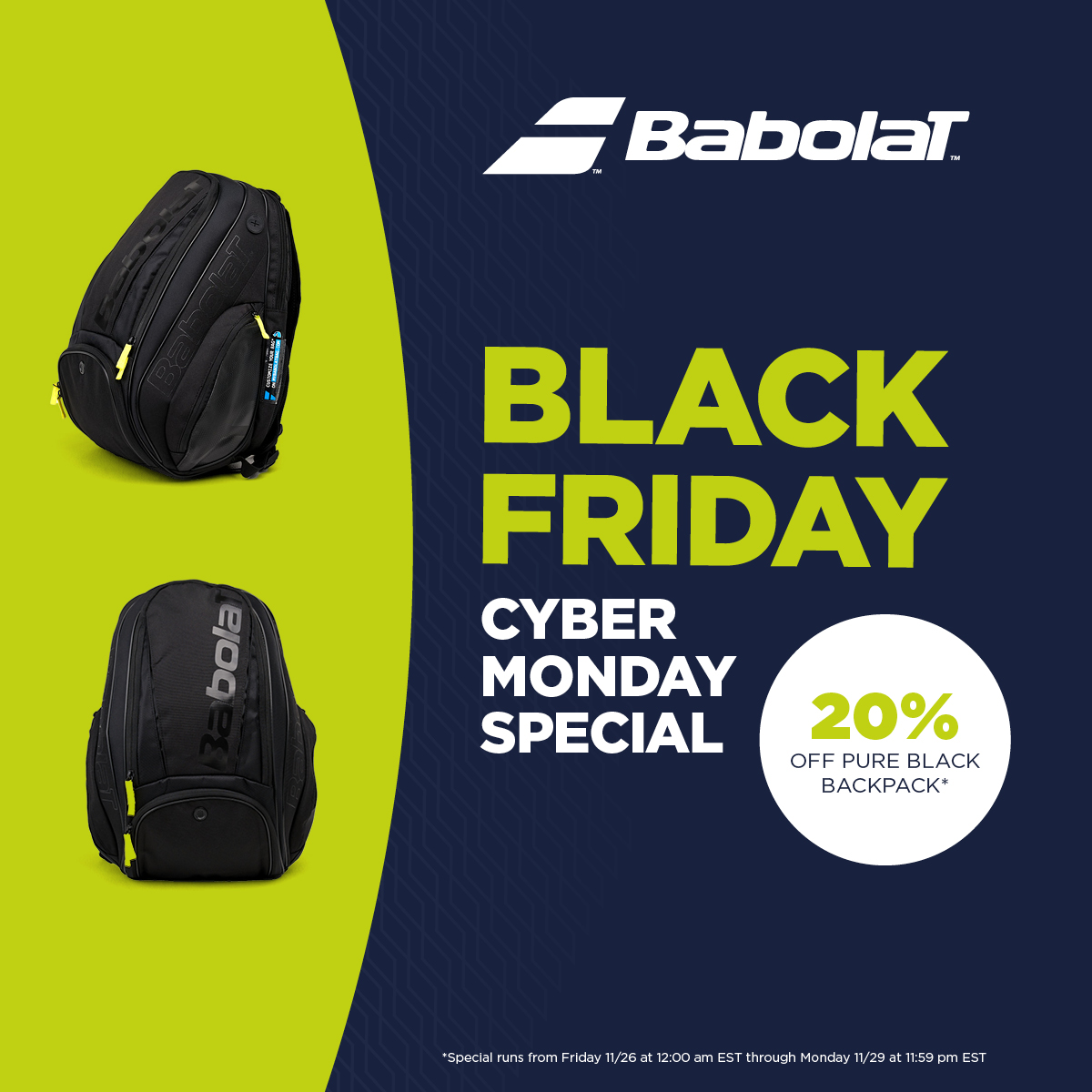 Babolat Black Friday / Cyber Monday Special Pricing on Backpack and String
